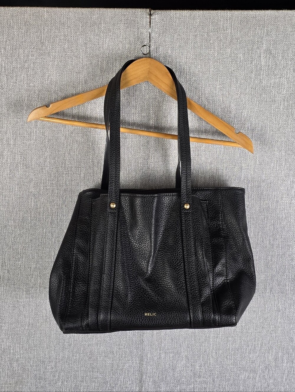 Relic By Fossil Pebbled Faux Leather Bailey Double Shoulder Bag Black